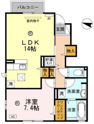 フォレストフィールド(1LDK/1階)の間取り写真