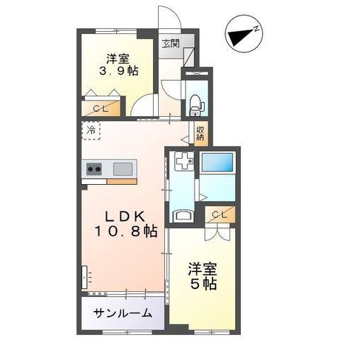 コンフォール・TM(2LDK/1階)の間取り写真