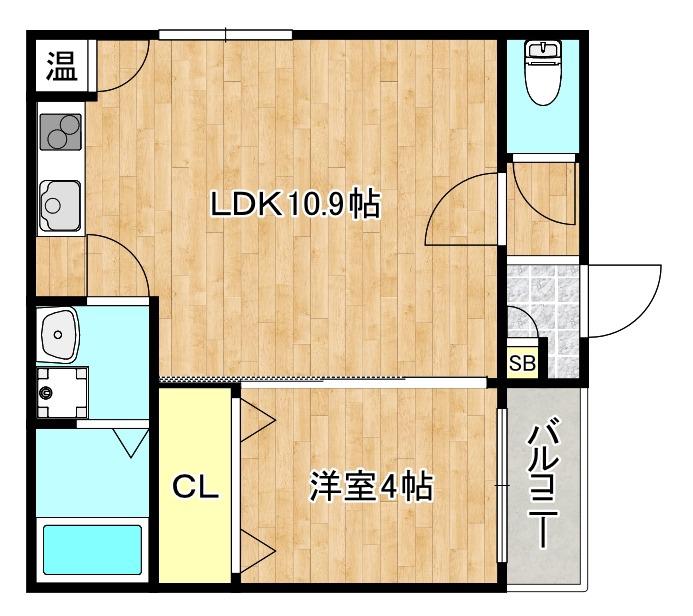 GRANDIR小路東(1LDK/1階)の間取り写真