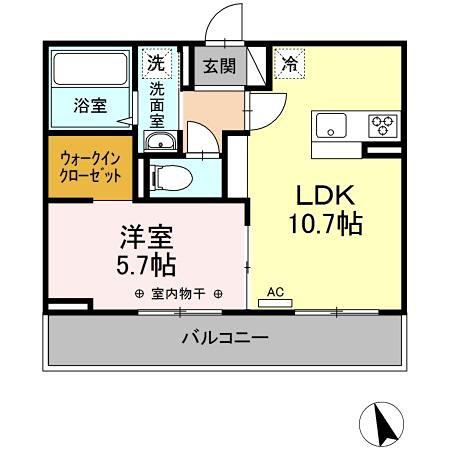 ウェルデンス戸塚 A(1LDK/3階)の間取り写真