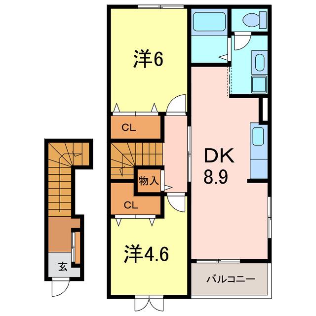 サンライト藤(2DK/2階)の間取り写真