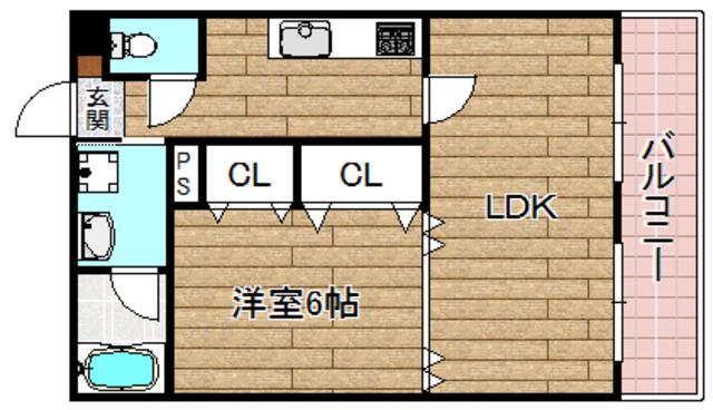 シャルル日吉台(1LDK/2階)の間取り写真