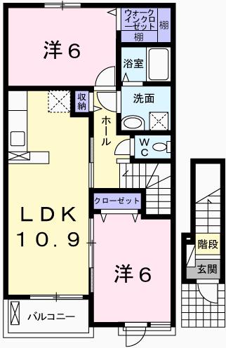 ディアス・カーサ(2LDK/2階)の間取り写真