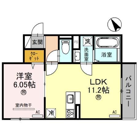 D-ROOM国芳(1LDK/2階)の間取り写真