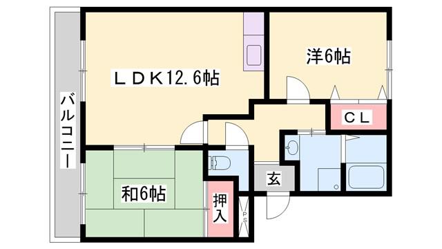 サンライズハイツII(2LDK/1階)の間取り写真