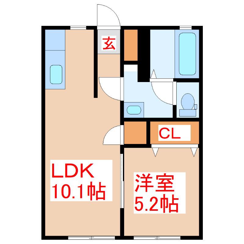 アグリT&O(1LDK/1階)の間取り写真