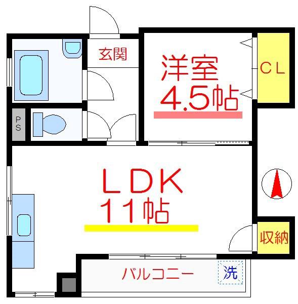 コーポウエダ(1LDK/2階)の間取り写真