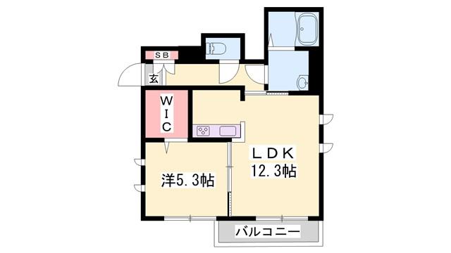 シャーメゾン城西(1LDK/1階)の間取り写真