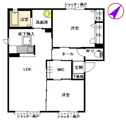 コンフォールハイムD棟(2LDK/1階)の間取り写真