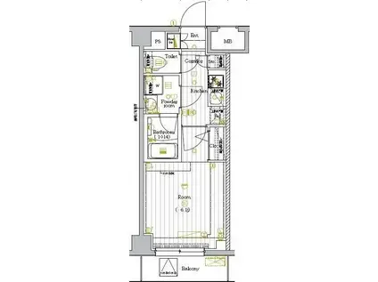 プレミアムキューブ大崎DEUX(1K/3階)の間取り写真