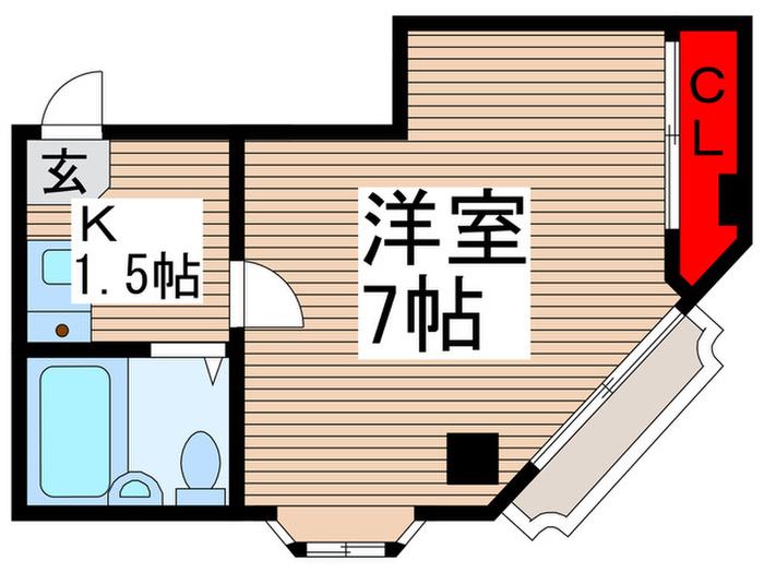 拓実ビル(1K/3階)の間取り写真