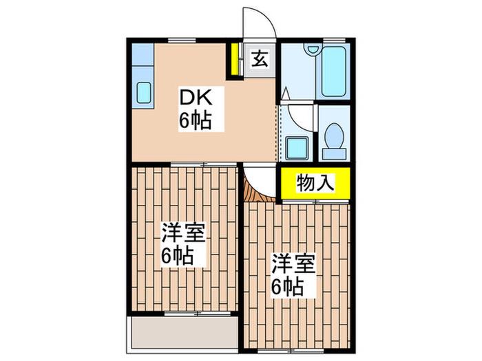 ドミール杉田(2DK/2階)の間取り写真