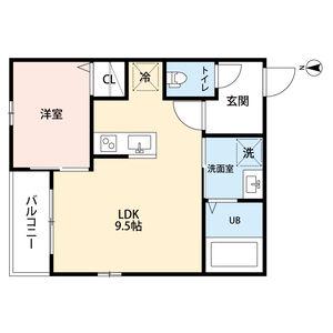 CRASTINE東味鋺3丁目(1LDK/2階)の間取り写真