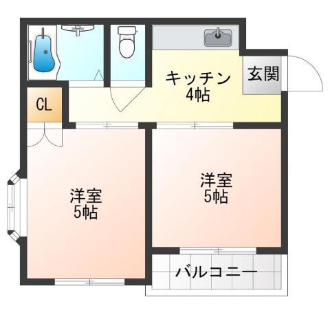 フレンドハイツ(2K/6階)の間取り写真
