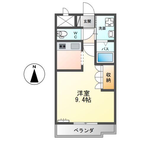 ルミエール(1K/2階)の間取り写真