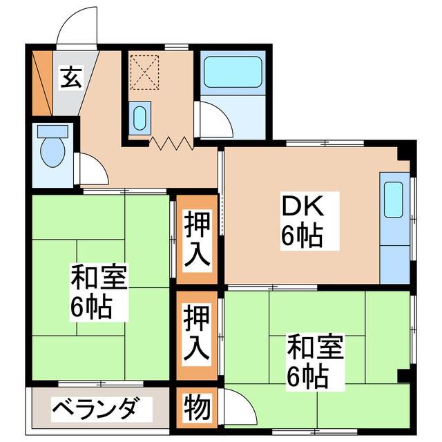 サニーハイツ(2DK/2階)の間取り写真