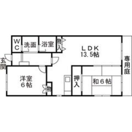 グランドヒルズ蓮美(2LDK/1階)の間取り写真