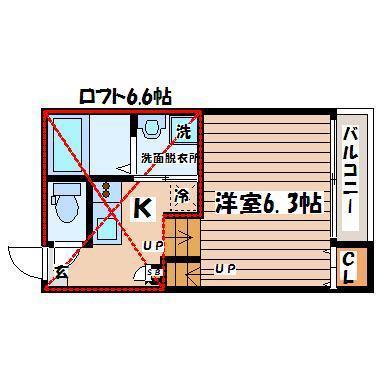 FERIO仙台(1K/2階)の間取り写真