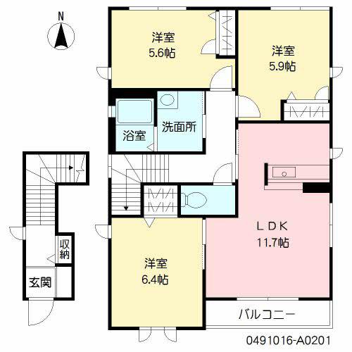 サンリッチ  H棟(2LDK/2階)の間取り写真
