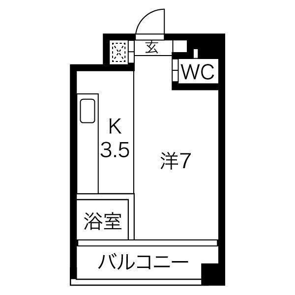クレイタスパークII(1K/2階)の間取り写真