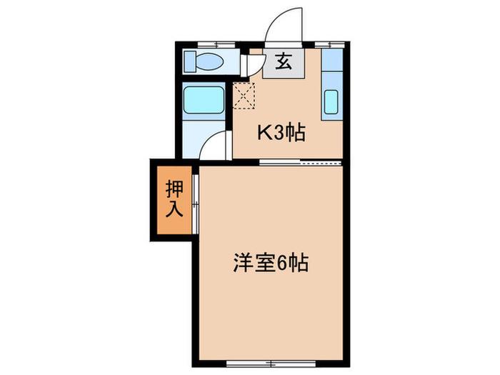 サンハイツ優(1K/2階)の間取り写真