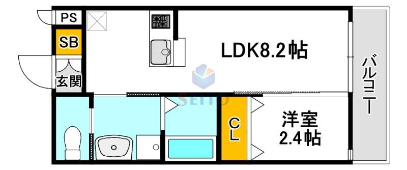 リアコート関大前II(1LDK/3階)の間取り写真
