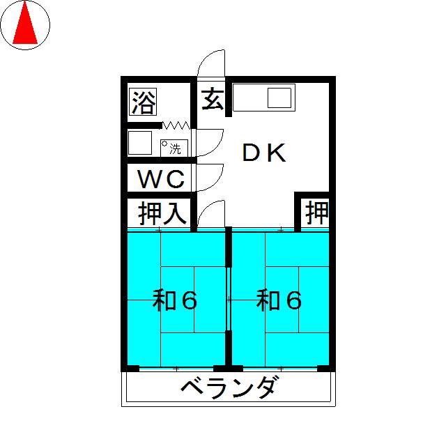コーポ梅白(2DK/1階)の間取り写真