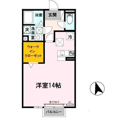 ソレアードI(ワンルーム/1階)の間取り写真