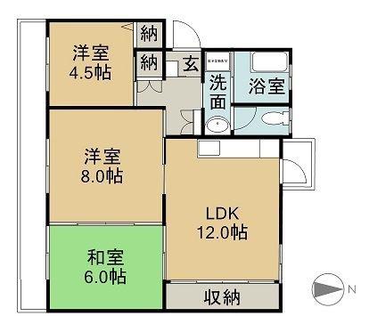 アーバンコート山根(3LDK/1階)の間取り写真