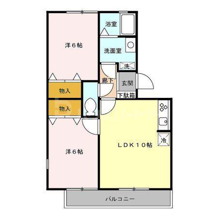 ハイカムールTAKATO(2LDK/1階)の間取り写真