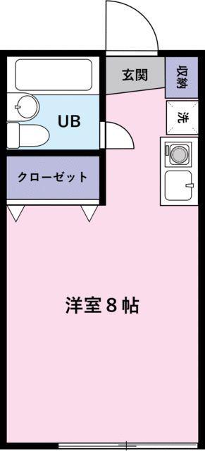 クインズタウン(ワンルーム/2階)の間取り写真