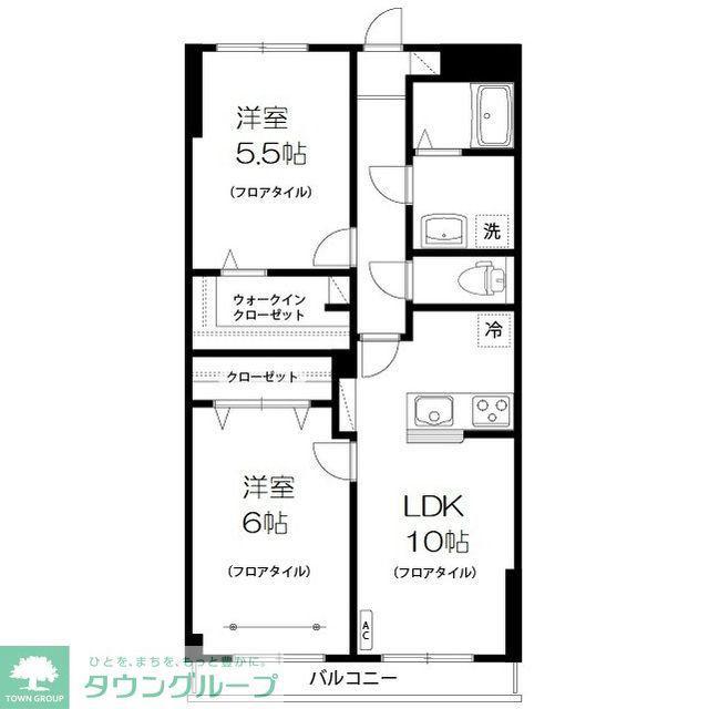 スカイパレス北野(2LDK/4階)の間取り写真