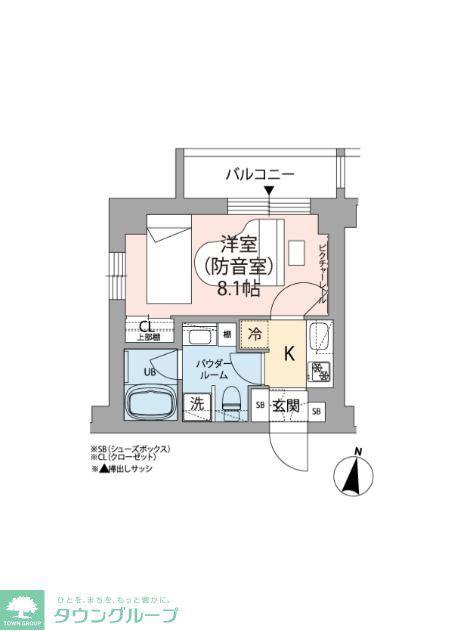 ミュージション世田谷赤堤(1K/2階)の間取り写真