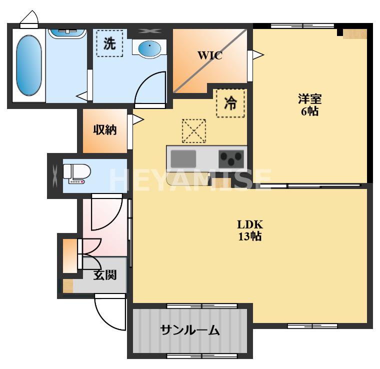 クレール・ファミリア咲(1LDK/1階)の間取り写真