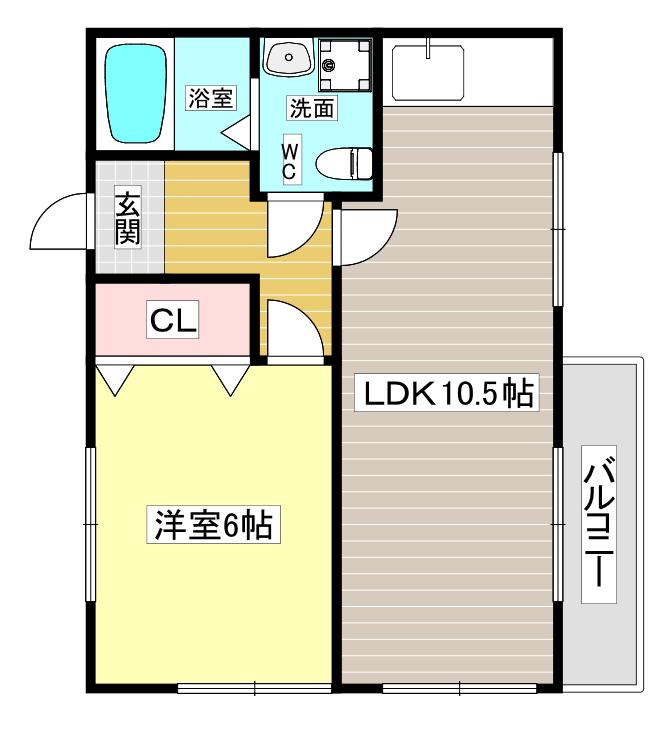 グレイスフル甲東園II(1LDK/2階)の間取り写真