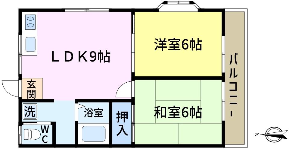 サンハイツ(2DK/1階)の間取り写真