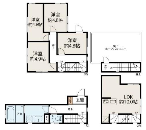 エアー中目黒(4LDK/2階)の間取り写真