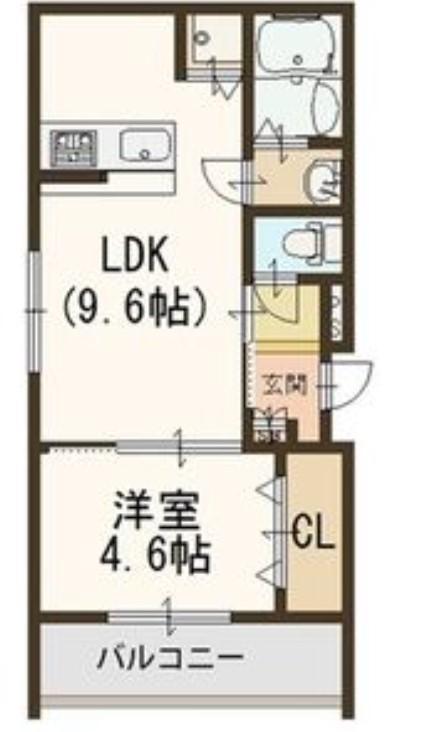 ヴィーブル高井田(1LDK/1階)の間取り写真