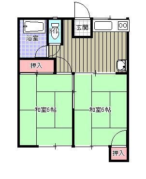 松本ハイツ(2DK/2階)の間取り写真