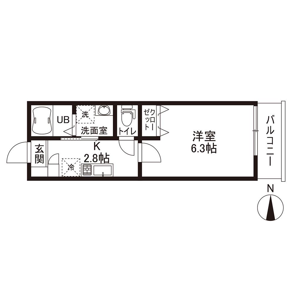 CONTECASA弘明寺(1K/3階)の間取り写真