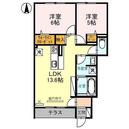 ファミールD希III(2LDK/1階)の間取り写真