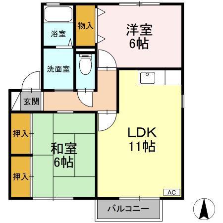 ライフステージ(2LDK/1階)の間取り写真