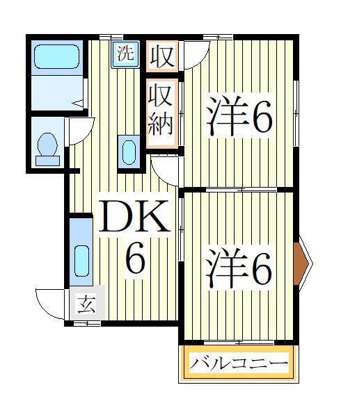 グリーンアベニュー(2DK/1階)の間取り写真
