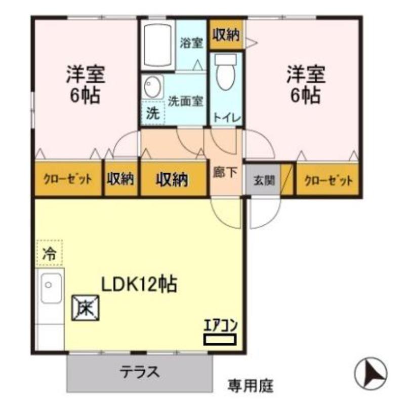 アバンサール(2LDK/1階)の間取り写真