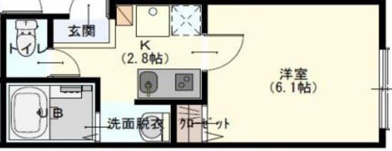 ラヴィアキツ(1K/3階)の間取り写真