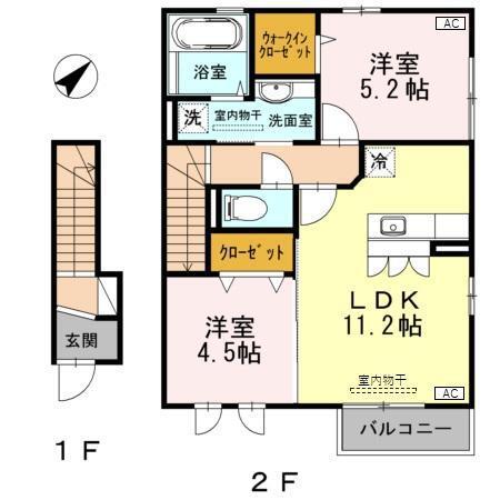 モンテ・ポルトIII(2LDK/2階)の間取り写真