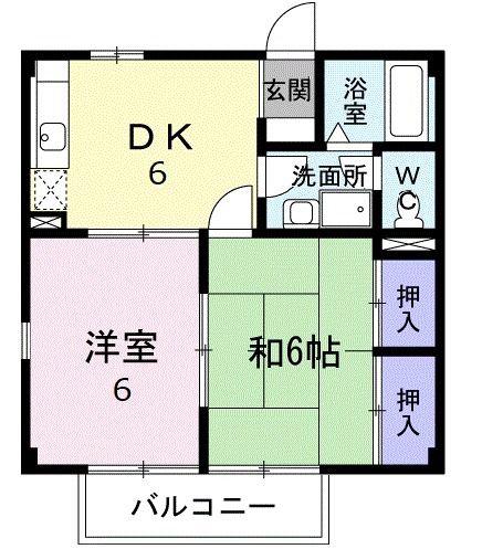 ニューシティ・クロサワI(2DK/1階)の間取り写真
