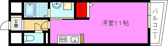 ジャルダン学研住道(ワンルーム/4階)の間取り写真
