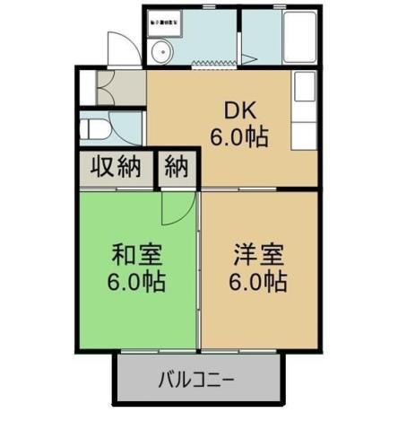セジュール七帆(2DK/2階)の間取り写真