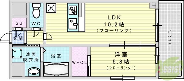 グランカーサ新大阪サウス(1LDK/4階)の間取り写真